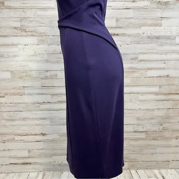 Elie Tahari Sleeveless Stretch Knit Sheath Dress Size S Purple Plum V-Neck - Picture 7 of 15